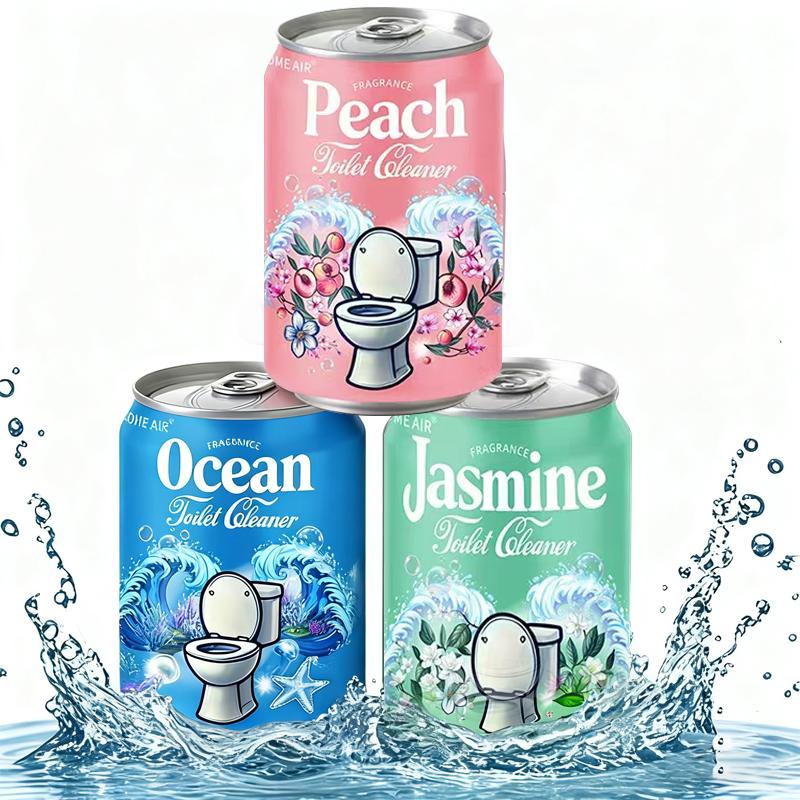 Soda Can Toilet Bowl Cleaner – Septic Safe Toilet Tablets in Bottle, 3 Scents (Ocean, Jasmine, Peach), Automatic Long-Lasting Toilet Cleaner, Powerful Stain Remover & Deodorizer
