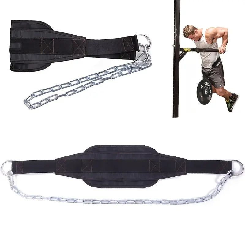 Weighted Pull Up Belt with Iron Chain, Heavy Duty Gym Weight Lifting Belt for Pull-Ups, Dips, Double Bar Arm Extension, Bodybuilding Strength Training Fitness Weight Loss Equipment for Men Women, Strength Workout Equipment, Workout Gear