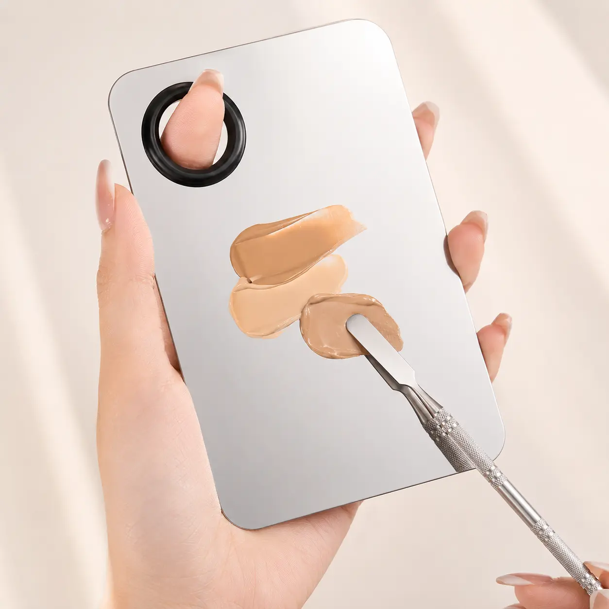 No More Messy Hands! Stainless Steel Makeup Mixing Palette & Spatula Set Cosmetic Tools Flawless No More Messy Hands! Stainless Steel Makeup Mixing Palette & Spatula Set Cosmetic Tools Flawless