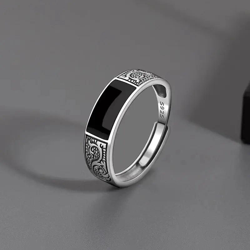925 Sterling Silver Men's Ring High Quality Luxury black Gem For Men Wedding Fine Jewelry Accessories Party Gifts