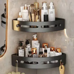 2 Piece Corner Shower Rack Set, Wall-Mounted Bathroom Storage Shelf, No Drilling Required, Holds Shampoo and Bath Essentials