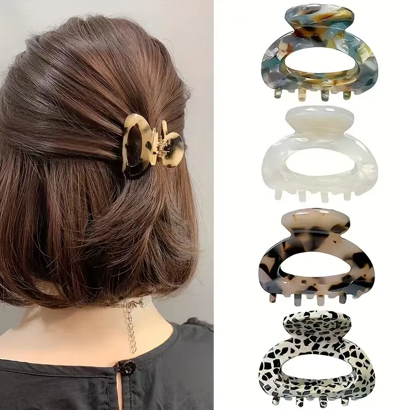 4-Pack Leopard Print Hair Clips, Hair Clip Set for Women, Elegant Summer Style Small Fashion Hair Accessories, Perfect for Daily & Hairstyles Decorations