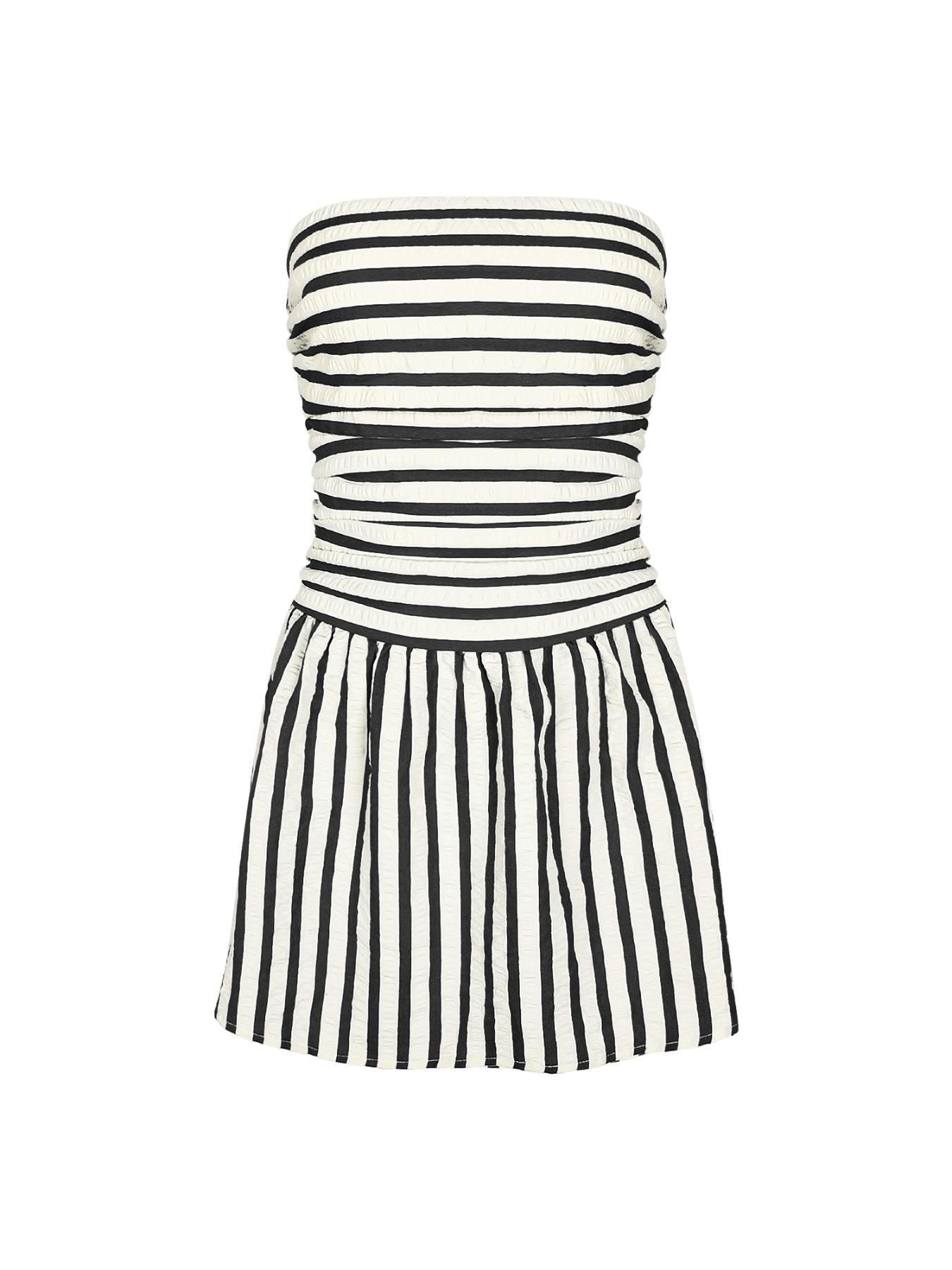 Women's Striped Print Tube Romper, Casual Strapless Romper for Summer, Fashion Women's Clothes for Daily Wear, Womenswear