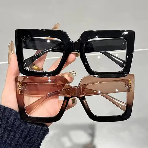 2 Pairs Large Frame Square Reading Glasses for Women, Fashionable Blue Light Blocking HD Reading Glasses, Stylish Eye Protection, Reading Eyeglasses