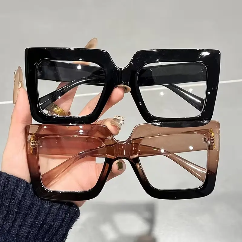 2 Pairs Large Frame Square Reading Glasses for Women, Fashionable Blue Light Blocking HD Reading Glasses, Stylish Eye Protection, Reading Eyeglasses