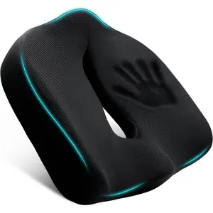 Ergonomic Seat Cushion for Office Chair, Large Pad with U-for Pressure Relief, Coccyx Sciatica & Back Pain Relief, for Home, Car Long Sitting (Black/Gray)