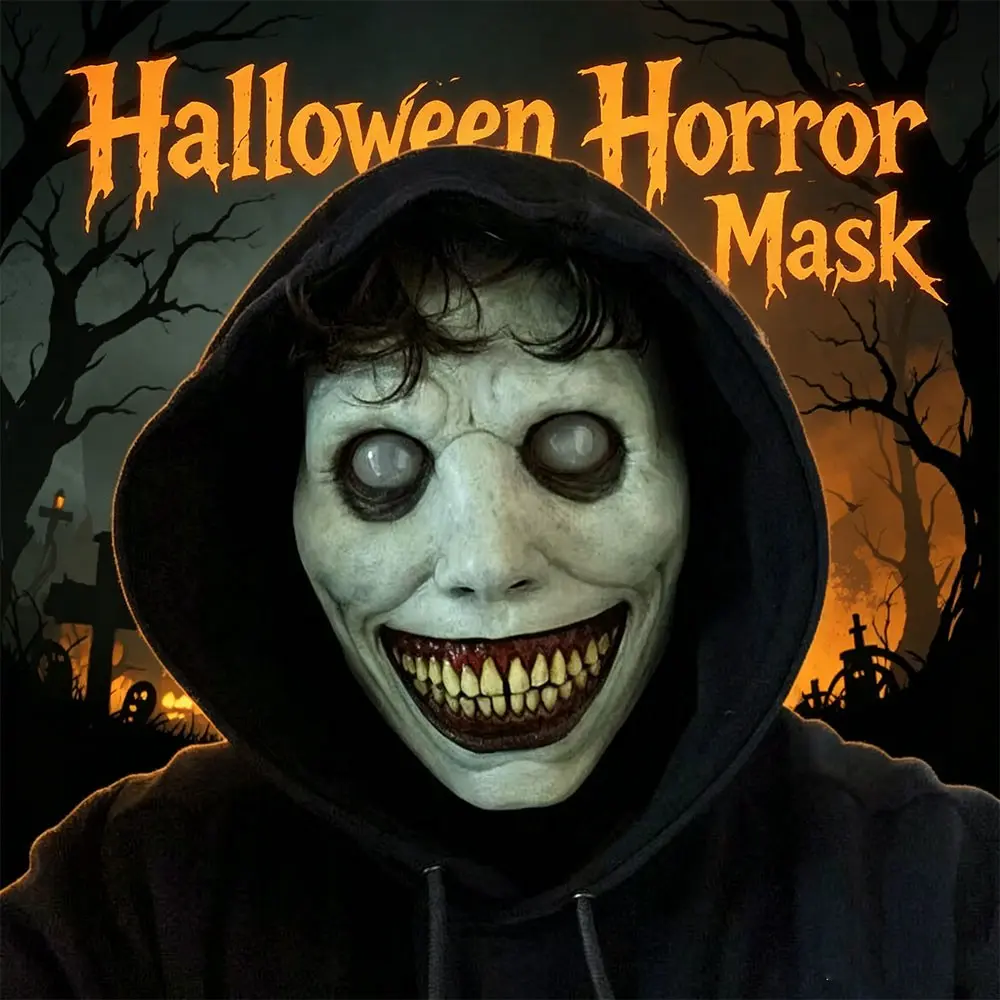 Smiling Face Devil Mask, Halloween Horror Cosplay Skull Mask, Voldemort Demon Mask, Exorcist Costume Accessory, Spooky