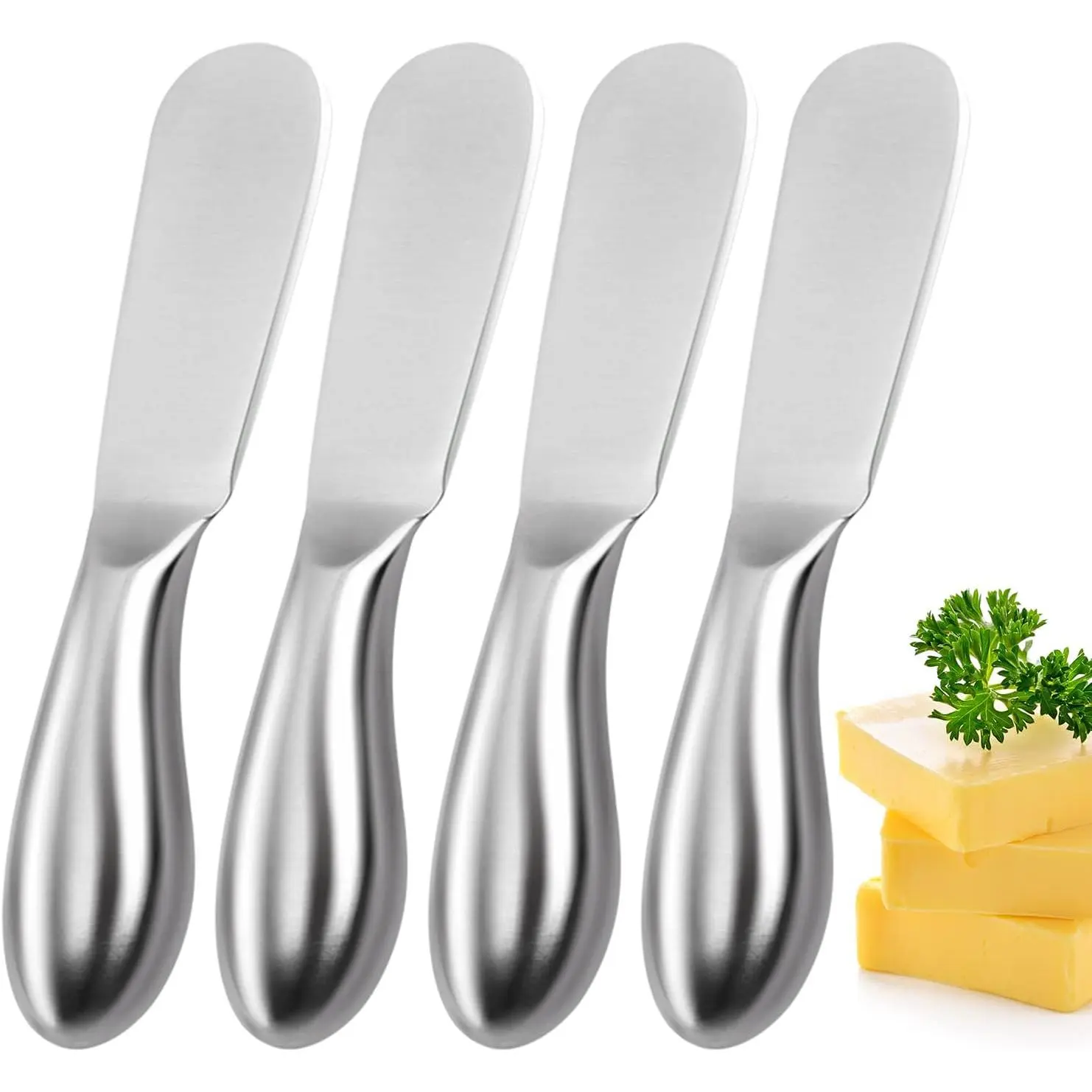 Butter  4 count Stainless Steel Cheese Butter Spreader  Set for Cold Butter, Cream Cheese, Jam, Pastry, Charcuterie, Multipurpose Kitchen Gadgets