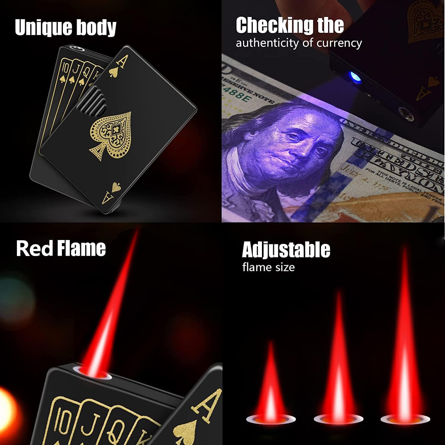 A-CARD Red Flame Torch Lighter – Windproof, Refillable Butane Jet Flame Lighter with Metal Poker Design – Perfect for Camping, BBQ, Candles, Birthdays & Gifts (No Gas)