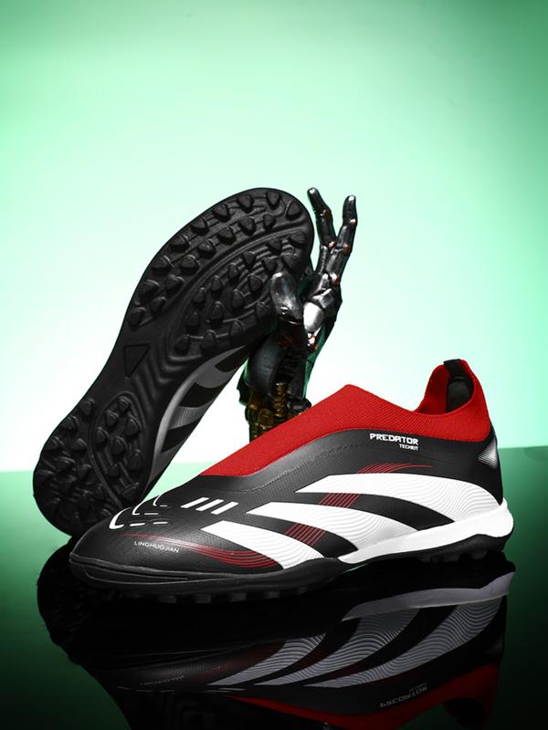 Laceless Stud Soccer Shoes, Suitable for Various Environments, PU Material + Flyknit, Rubber Sole, Strong Grip, Comfortable Lining