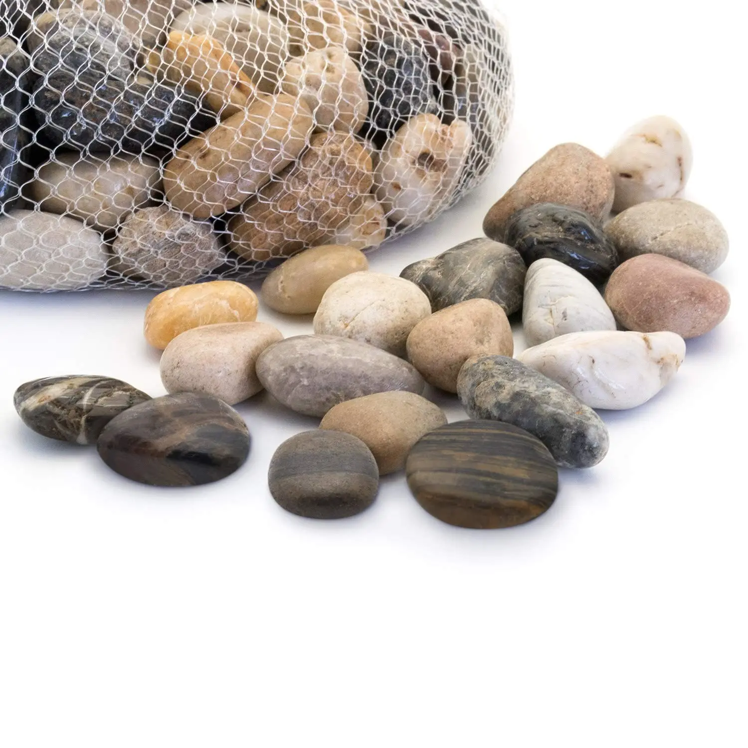 Decorative Multi-Size Natural River Rocks - 1"-1.5" 5 lbs Aquarium Gravel, Vase Filler Pebbles for Potted Plants, Terrariums, Succulents, DIY & Crafting