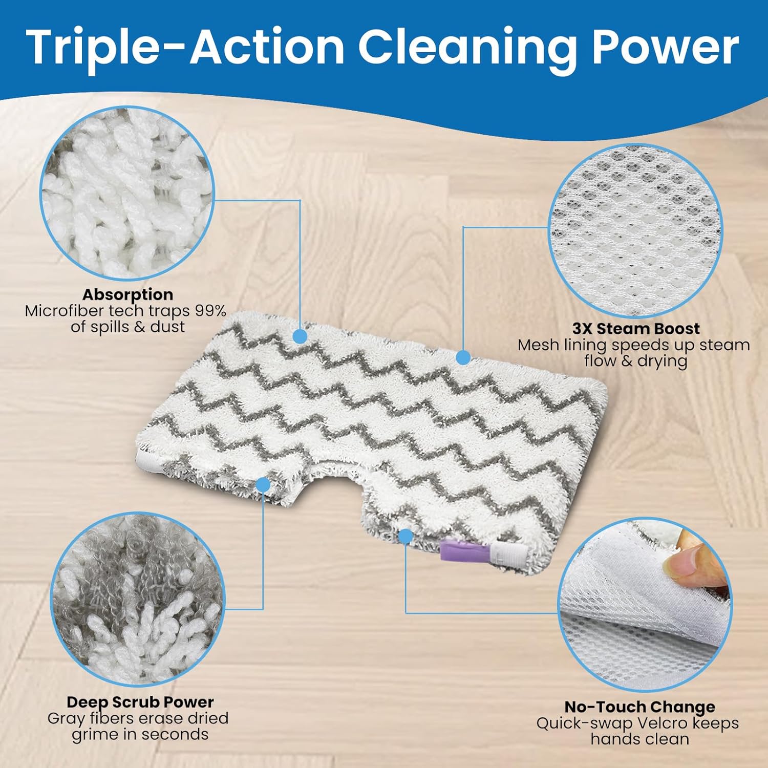 Microfiber Steam Mop Replacement Pads for  Pocket Mop S3500 Series S3501 S3601 S3550 S3601D S3801 S3901 S3901D SE450, 4 Pack