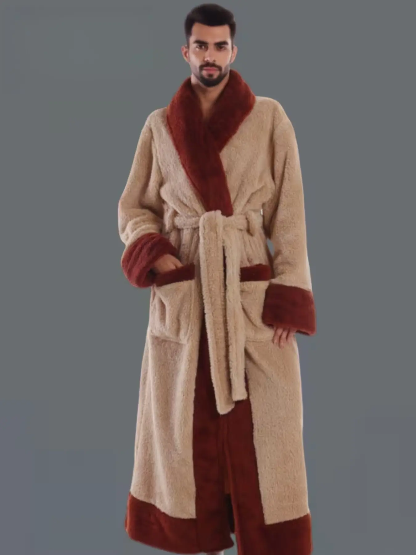 Pure Color Soft Flannel Collar Bathrobe, Loungewear, Unisex, Home Comfort, Elegant and Soft, Extra Long, Multiple Colors, Sizes, Hooded, Belt + Pockets