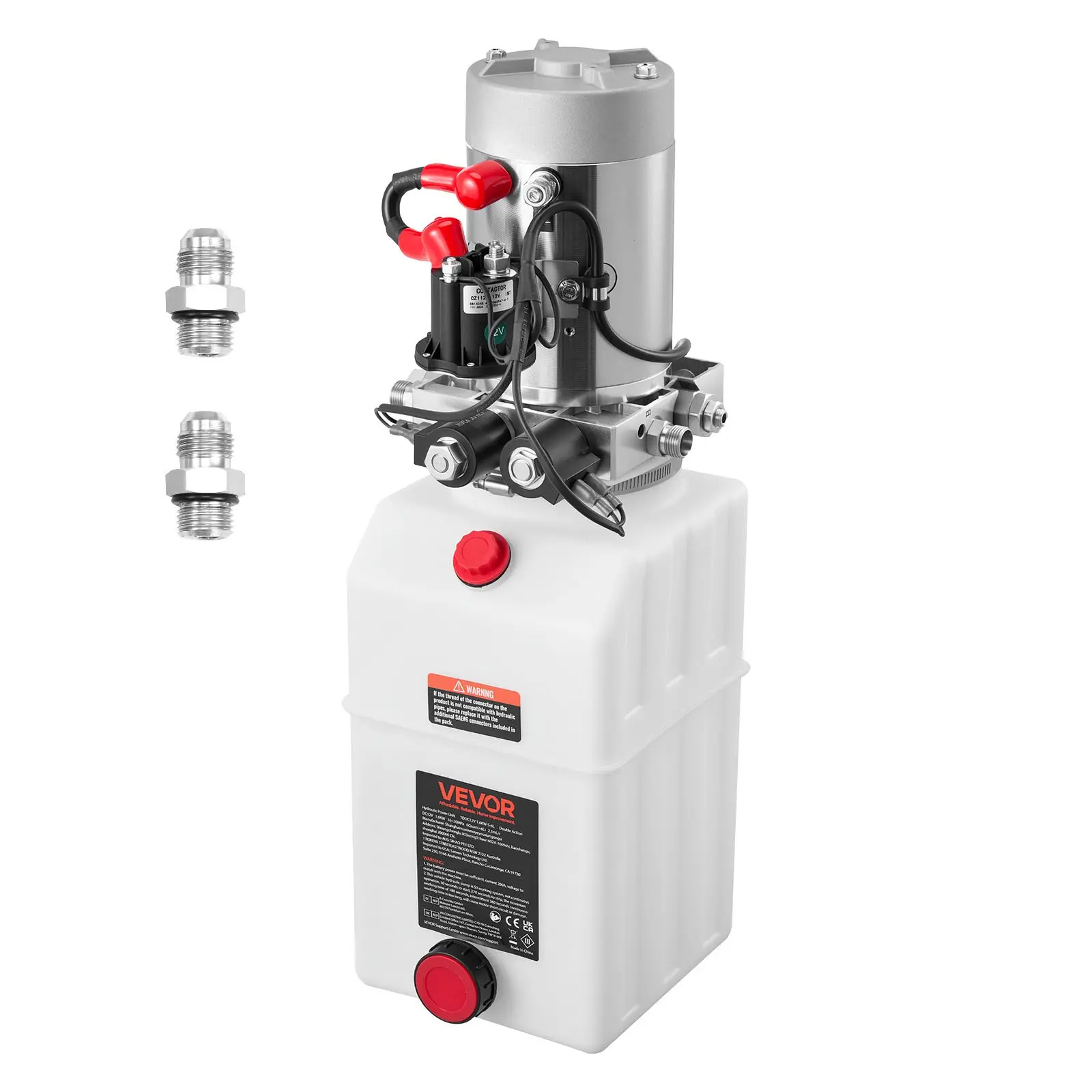 【DealsForYouDays】VEVOR 6 Quart Hydraulic Power Unit, Double Acting Dump Trailer Pump, 3200 PSI Max Relief Pressure 0.91 GPM Flow Rate, DC 12V Hydraulic Pump with Metal Reservoir for Dump Trailer Car Lifting, White