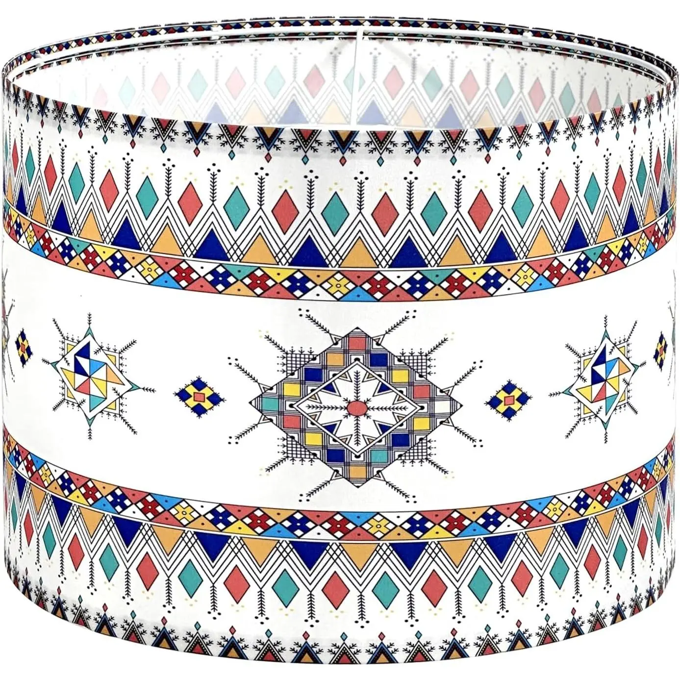Drum Lamp Shades Set of 2 for Table Lamps, 13" Top x 13" Bottom x 10" Height Fabric Lamp Shade Replacement, Fits E26/E27 Base, Geometric Home Decor