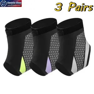 3-Pairs Breathable Ankle Support Braces with Bonus Storage Pouch, Adjustable Compression Ankle Straps for Men & Women, Lightweight Sports Ankle Support for Running, Fitness, Cycling, Hiking, Tennis, Training & Daily Activity Protection