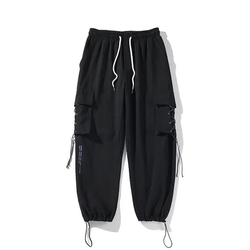 Kyn Apparel Spring Summer Casual Sport Cargo Baggy Sweatpants Men Harajuku Lightweight Joggers Pants Straight Apicot White Wide Trousers