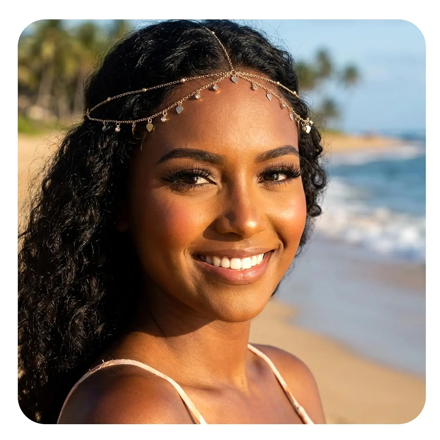 Chain - Rhinestone Sequin  Headpiece Egyptian - Genie   for Women Girls, Egyptian Hair Accessories for Festival Prom Wedding Bridal