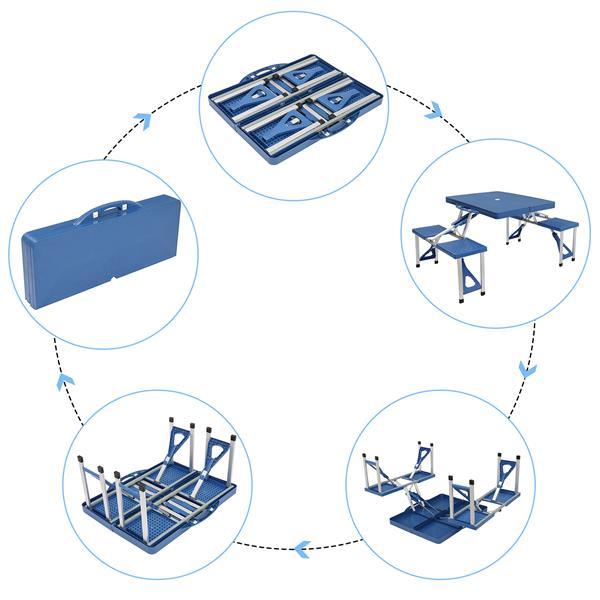 One-piece Portable Folding Table with Stool for Camping Picnics, All-in-One Compact Design Lightweight & Foldable Suitcase Style