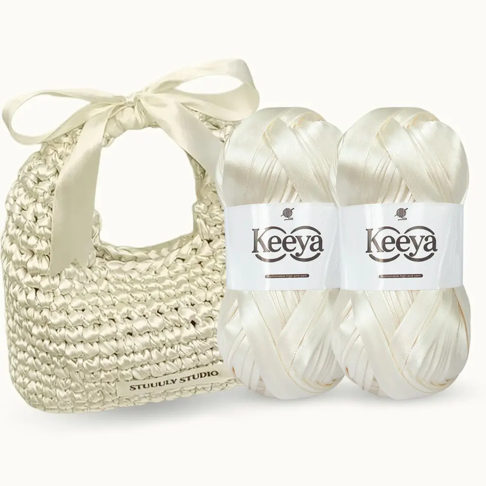 Keeya 2-Pack Satin Thread, High-Quality Silk Thread, Premium Yarn for Handmade Crafts, Ideal for Bags, Hair Accessories, Gift Decorations