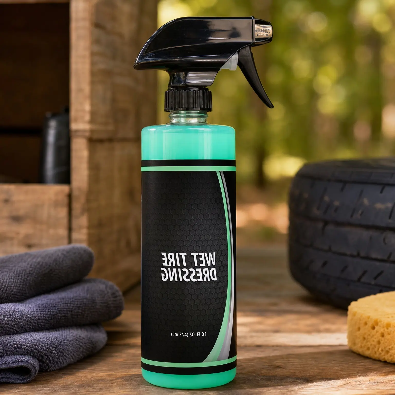 Wet Look Tire Dressing Spray - Extreme High Shine, No Sling, Non-Greasy Silicone Formula with UV Protection, Easy to Apply, Minimal Cure Time - 16 fl ozGift