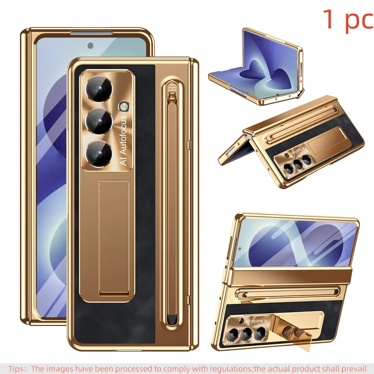 High-end color-blocked phone case for Samsung Galaxy Z Fold8 Ultra/7/6/5/4 with a tempered glass screen protector, stylus, stand, hinge cover, and lightweight luxury electroplated folding phone case