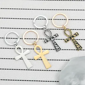 Mystic Protection Egyptian Ankh Cross Keychain | Baddie Aesthetic Key Ring Retro Stainless Steel Spiritual Amulet Daily Bag Pendant Talisman Jewelry Gift