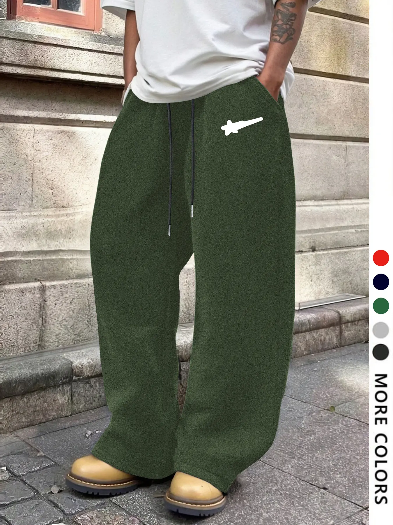 Men's Casual Loose-Fit Jogger Pants, Meteor Print Drawstring Waistband, All-Season Comfortable Fabric, Perfect for Daily Wear & Outdoor Activities