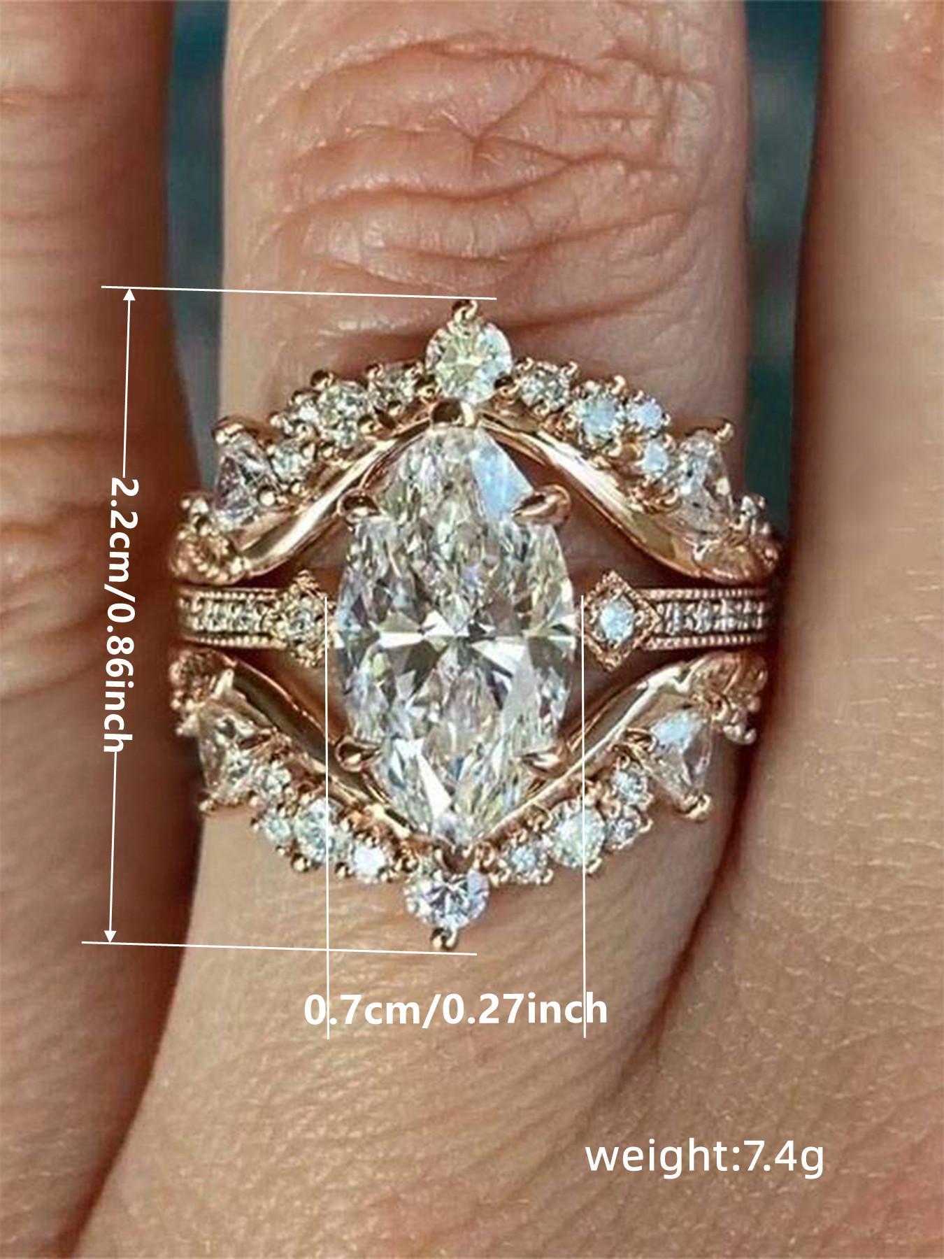 Women's Elegant Rhinestone Decorated Ring, Exquisite Trendy Ring, Engagement Rings, Bridal Rings, Fashionable Jewelry for Women As Engagement Anniversary Wedding Party Jewelry, Valentine's Day, Gift