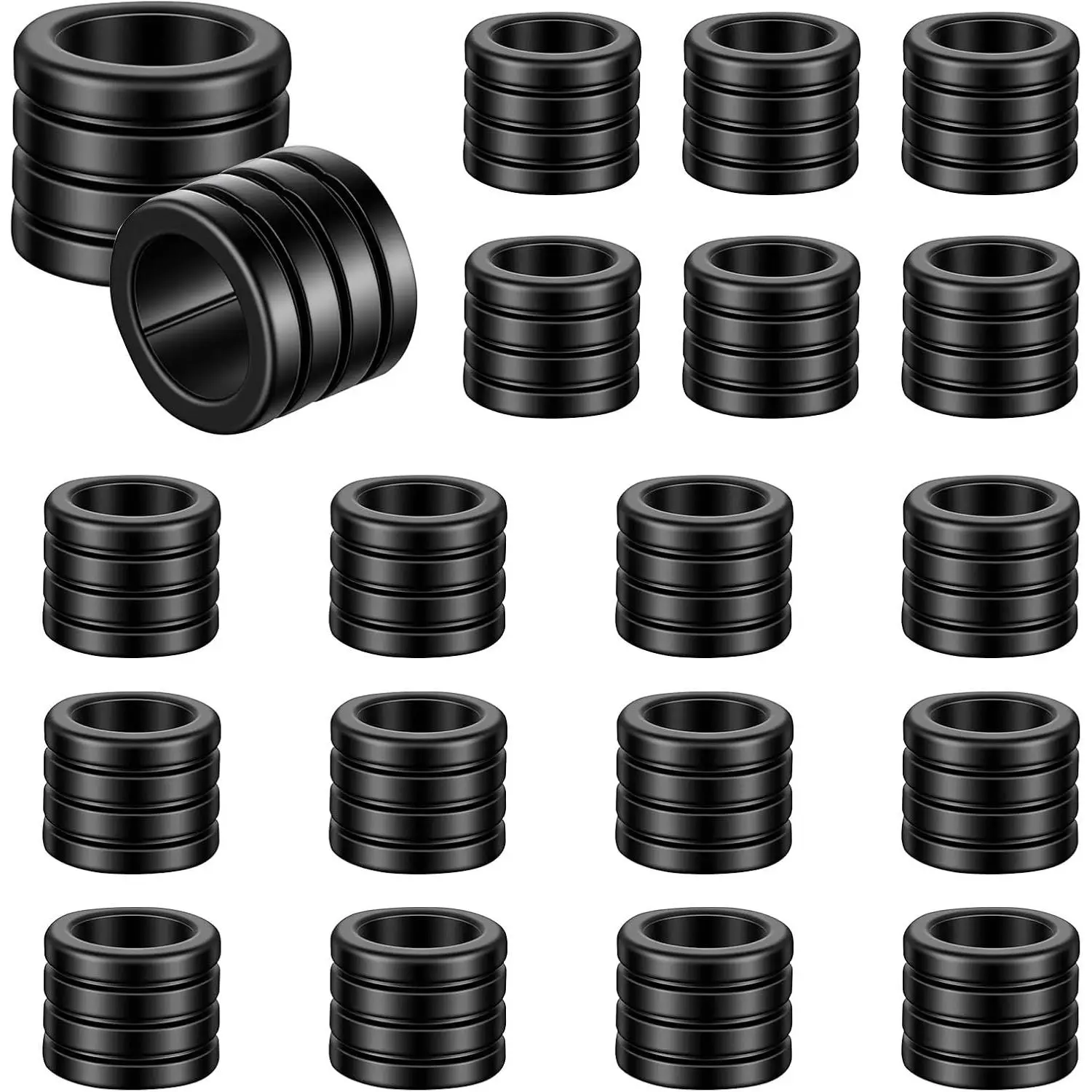 20 count Paracord Beads, Stainless Steel Paracord Bead Black Spacer Beads Metal Column Lanyard Bead Grooved Tube Beading 7mm Large Hole Beading for DIY Bracelet Necklace  Making