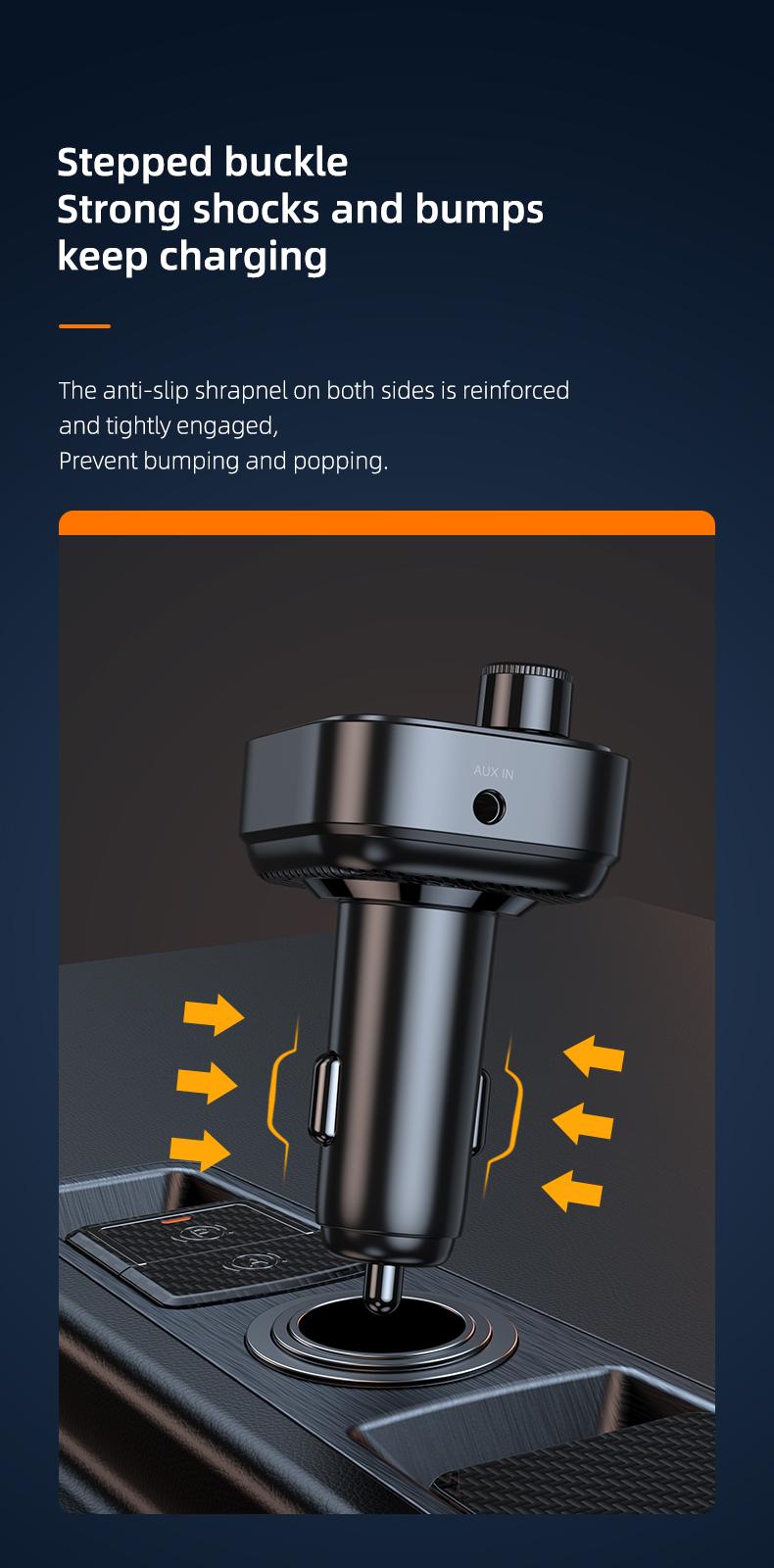 Wireless Bluetooth Car Adapter Bluetooth 5.3 FM Transmitter AUX Radio Receiver MP3 Player Handsfree Call Type-C USB  Car charger