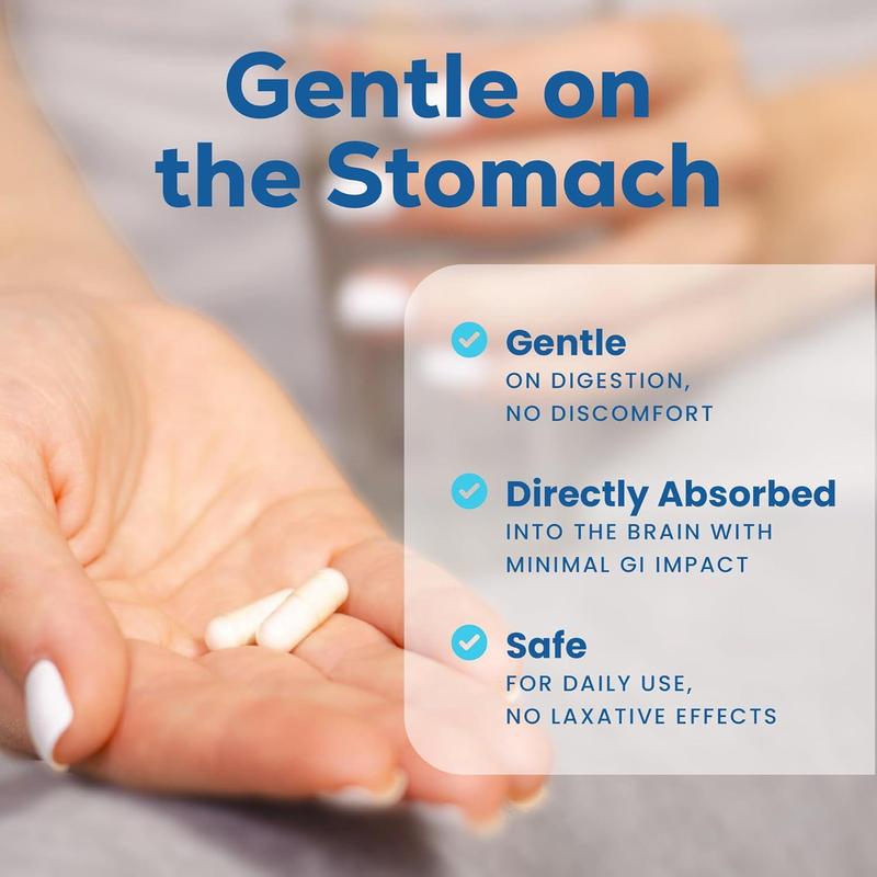 Magnesium L-Threonate, Magtein, Brain Supplement for Memory, Focus, Sleep & Cognitive Support, Highly Absorbed Magnesium L-Threonate, Non-GMO, Non-Laxative - 2000 mg, 60 Veggie Capsules