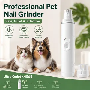 Portable Pet Nail Grinder, USB Charging Dog Claw Trimmer with LED Light, Safe Paw Grooming Tool for All Breeds, Daily Nail Care