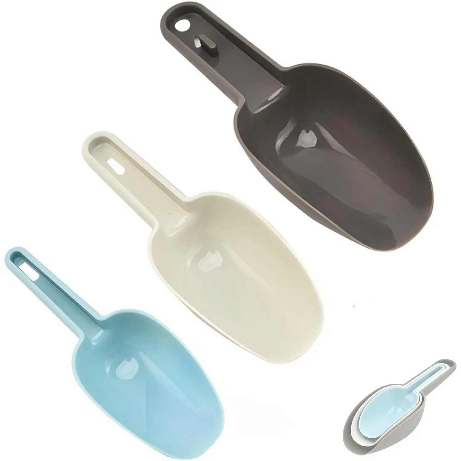 3 count Ice Scoop, Multi-Purpose Plastic Kitchen Scoops for Canisters | Flour Scoop Set,  Scoops for Dry Goods Flour Coffee Beans Candy Popcorn