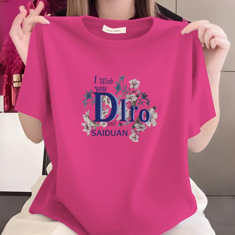 Summer New 100% Cotton Short Sleeve Middle - Aged Mom Top Women's T - shirt for Plus Size Fat MM Tummy Control Slimming Versatile Stylish Clothing Summer New 100% Cotton Short Sleeve Middle - Aged Mom Top Women's T - shirt for Plus Size Fat MM Tummy Control Slimming Versatile Stylish Clothing