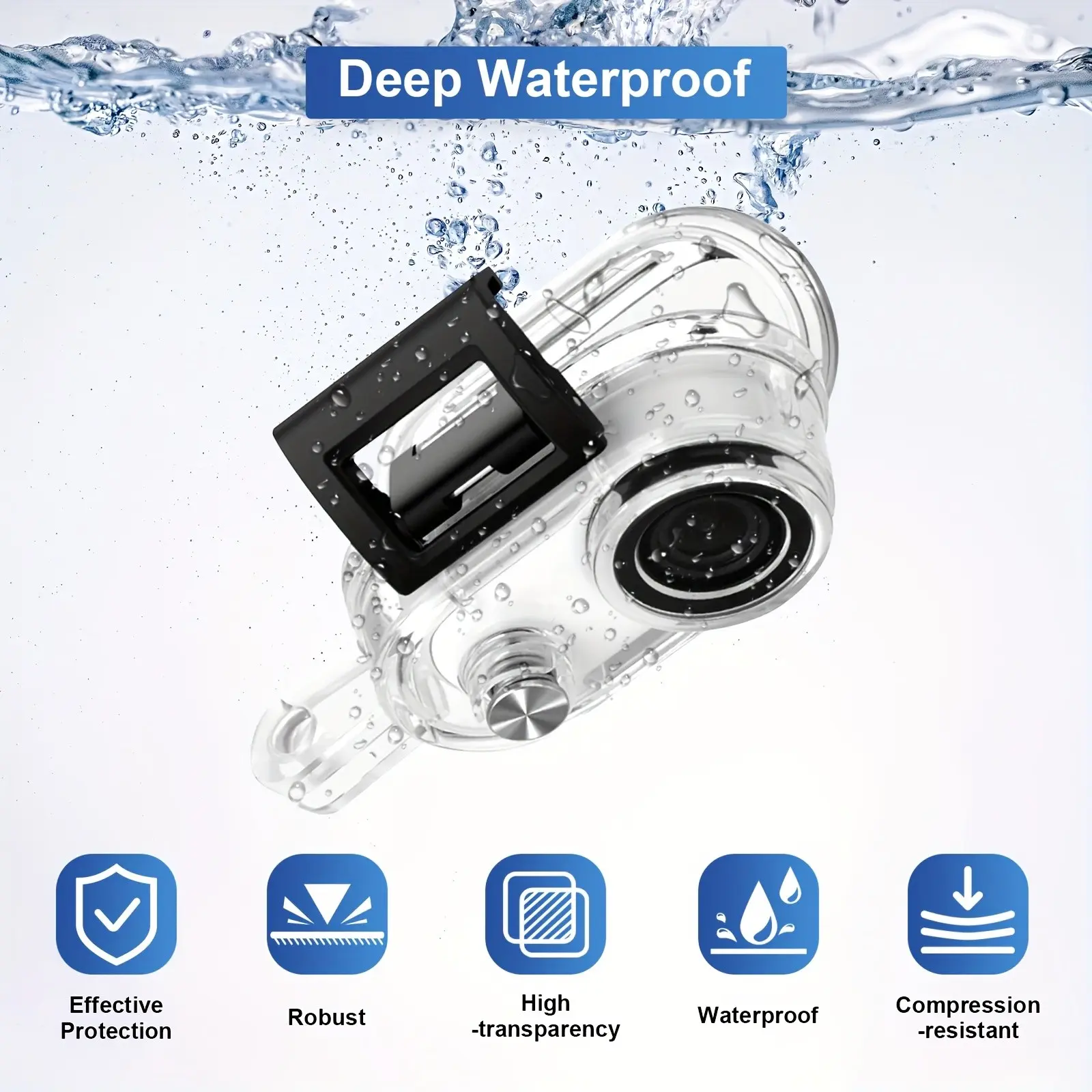 60m/197ft Waterproof Dive Case for Insta360 Go 3 / Go 3s, Underwater Housing with High-Transmission Glass Lens, Ideal for Diving & Snorkeling
