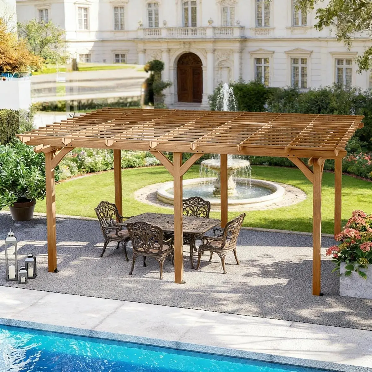 AobtkelWooden Gazebo,Outdoor Pergola Grape Trellis On-Site
