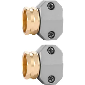 Zinc and Aluminum Female Coupling, Fits All 5/8-Inch and 3/4-Inch Garden Hose Repair Fitting, 2 Pack