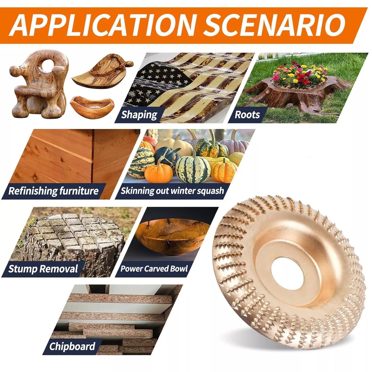 3PCS Grinding Wheel 4" Angle Grinder, Wood Carving Disc Tool for Sanding Polishing