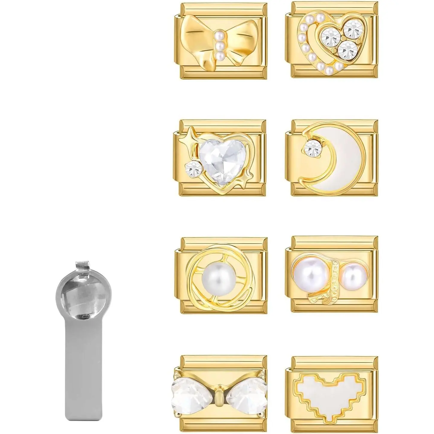 Italian Charms Only   8 count and Tools 9mm Italian Modular  Bracelet Link  DIY Module  Gifts Moon