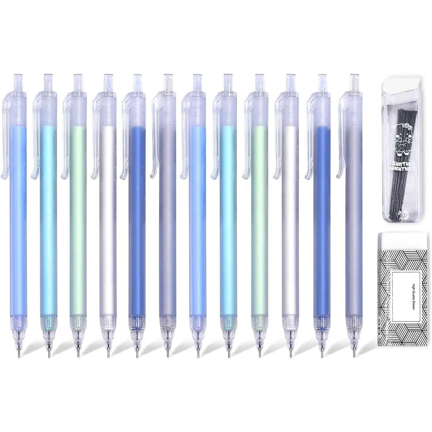 0.7mm Cute Mechanical Pencil Set 12 count Pastel Mechanical Pencils With 1 Erasers,1 Tube HB Lead Refill For Writing,Sketching,Drawing,Student Stationary