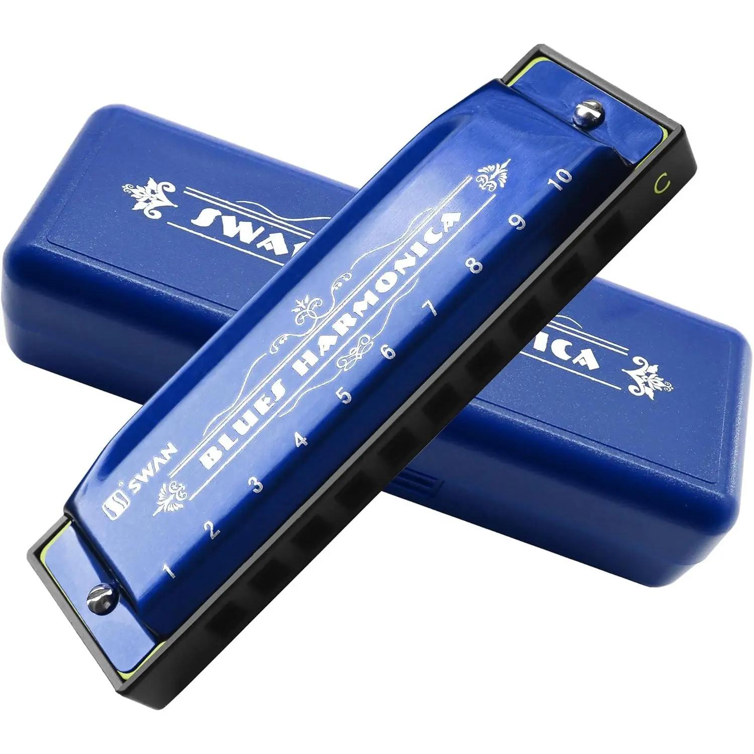 10-Hole Diatonic Blues Harmonica, Professional Metal Woodwind Musical Instrument (Key of C), Mini Harmonica Wind Instruments, Musical Instruments