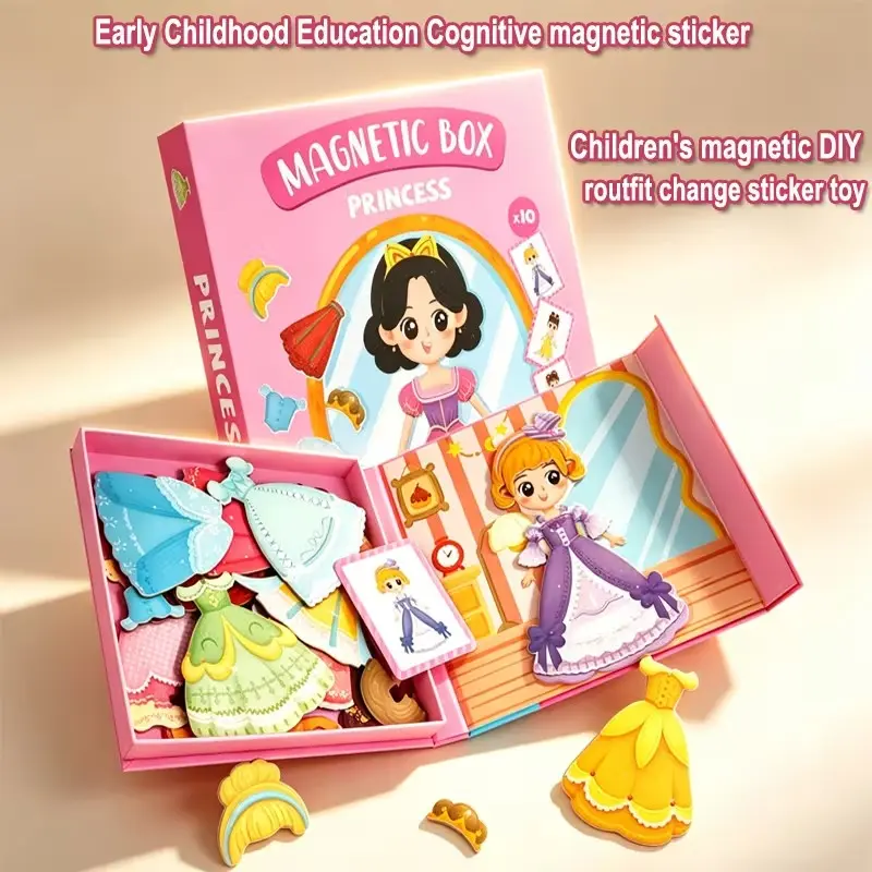 Magnetic DIY Dress-Up Crafts, Interactive Learning Stickers and Learning Book, Early Education Toy, Puzzle Activity, Cognitive Development, School & Daily Use