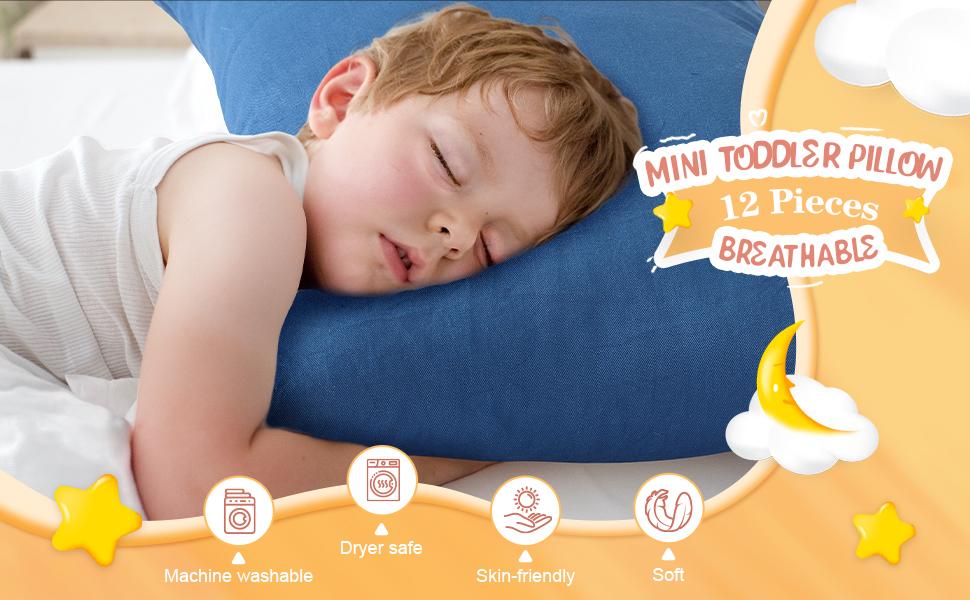 12 Pack Mini Pillows for Daycare 9.1 x 13.8'' Small Travel Pillow Bulk Soft Breathable Cotton Pillow for Nap Travel Pet Neck Lumbar Purse Insert (Dark Color)