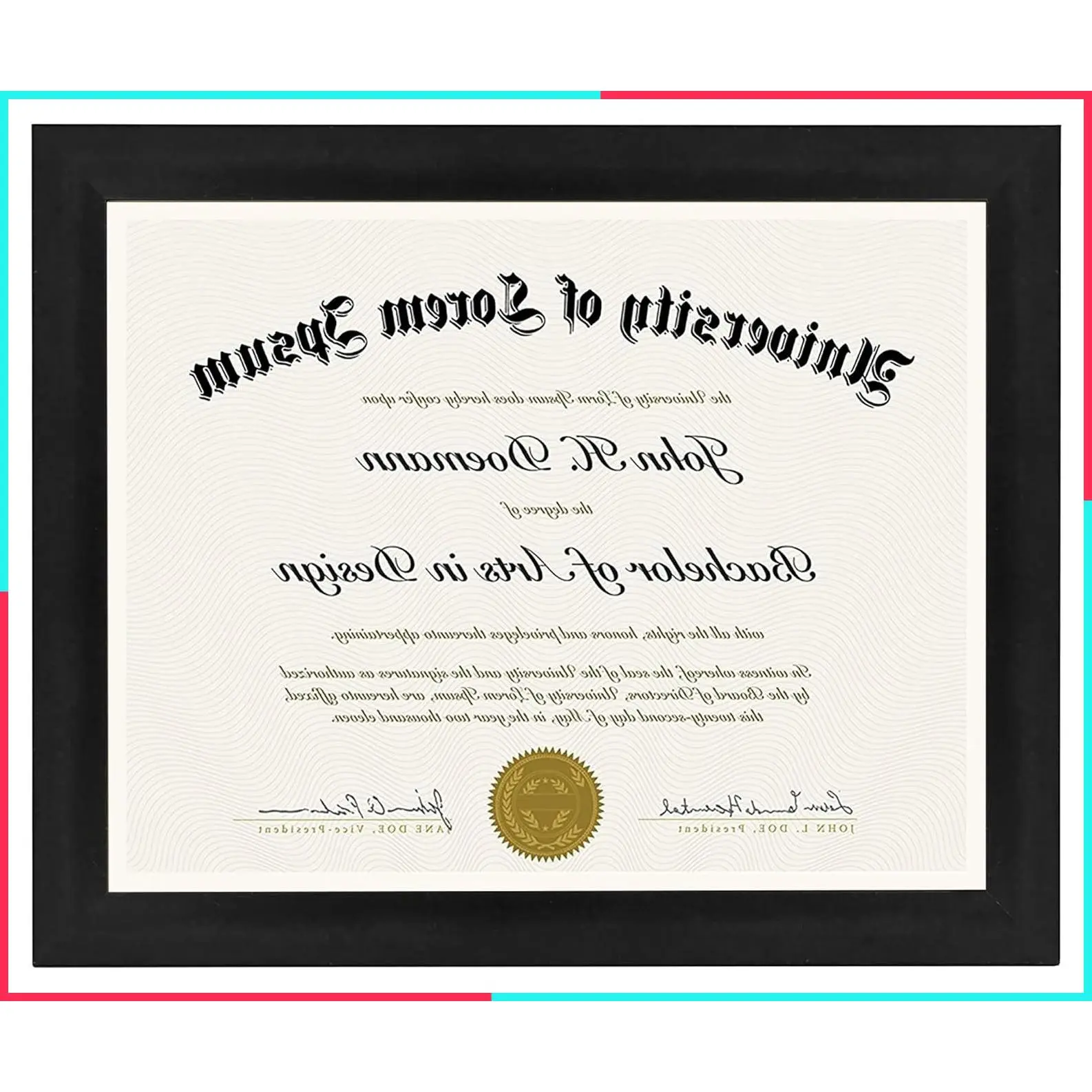 8.5x11 Diploma Frame with Shatter-Resistant Glass - Document Frame with Engineered Wood - Certificate Frame for Tabletop and Wall Display - Black
