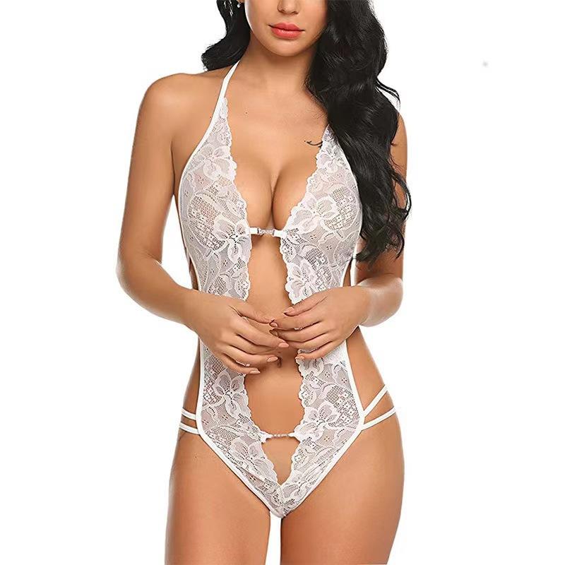 Women One Piece Lingerie Sexy LaceBodysuit Deep V Teddy dollNightgown XS-XXL Underwear Sets Womenswear Basic Halter