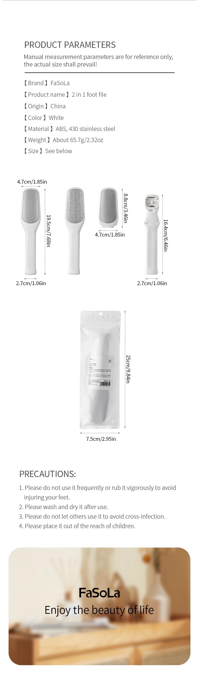 FaSoLa foot grinding tool for removing dead skin and calluses, home-use pedicure stone for scraping the soles and heels, double-sided foot scrubber