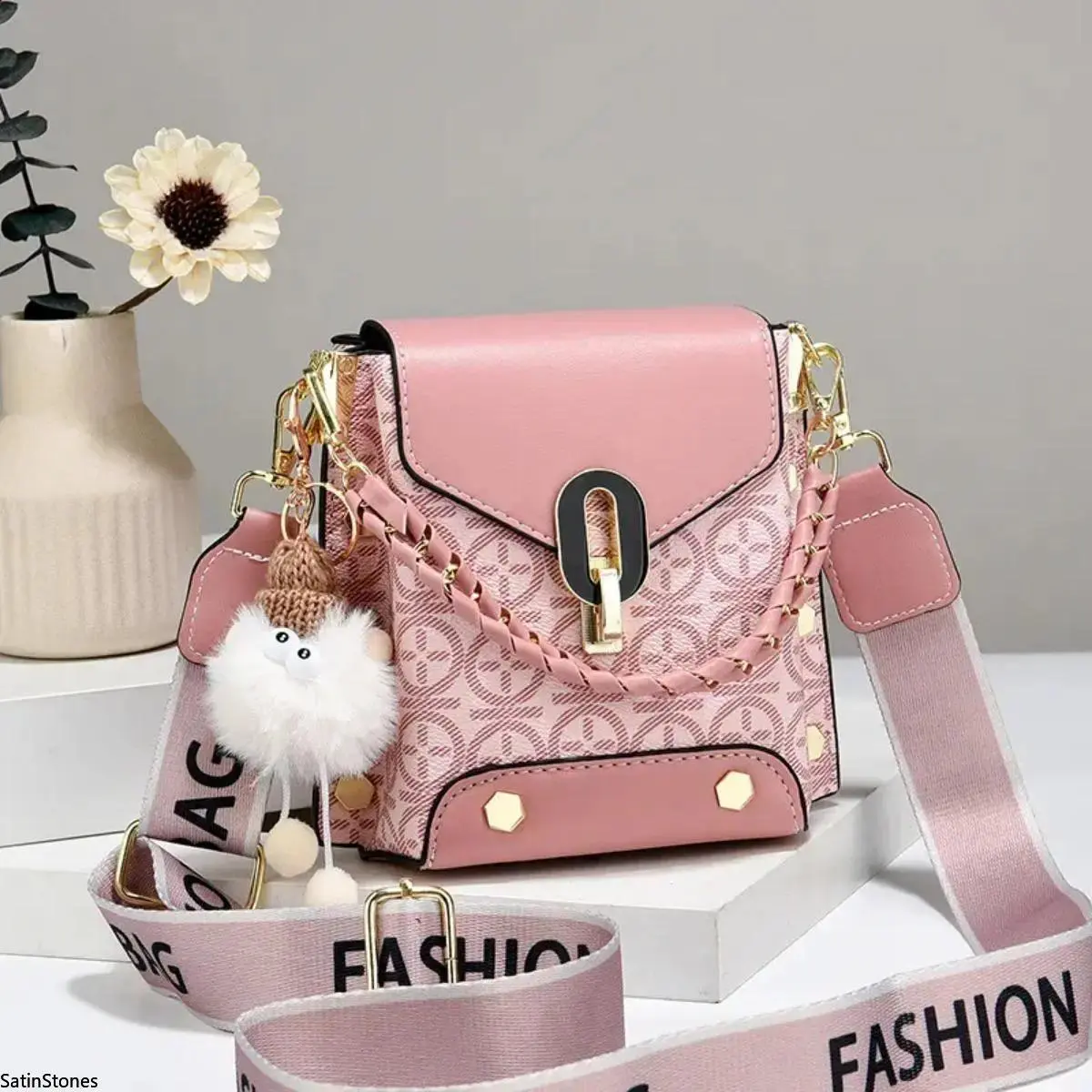Solid Color Fashion Crossbody Purse for Women, Small Shoulder Handbag with Wide Adjustable Strap and Coin Purse, Purses