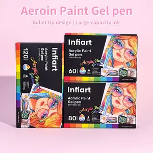 Infiart Gel Pen Set, 60/80/120 Colors, Stackable Ink, 1.0mm Tip, Full Color Large Capacity, Artistic Drawing, Anime, Comic Supplies