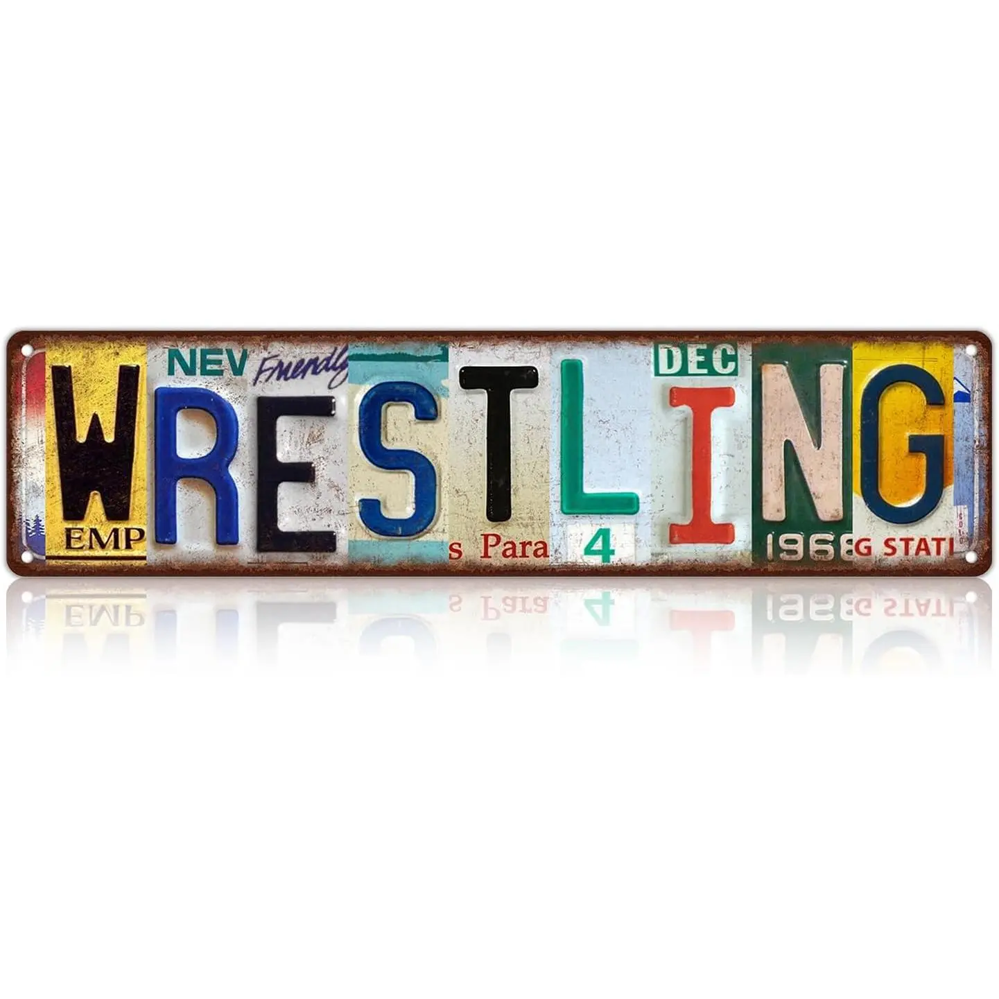 Retro Rectangular Vintage Sports Wrestling Metal Tin Wall Sign - Universal Home Decor Plaque, Kitchen & Bar Decor for Sports Fans, Home Supplies